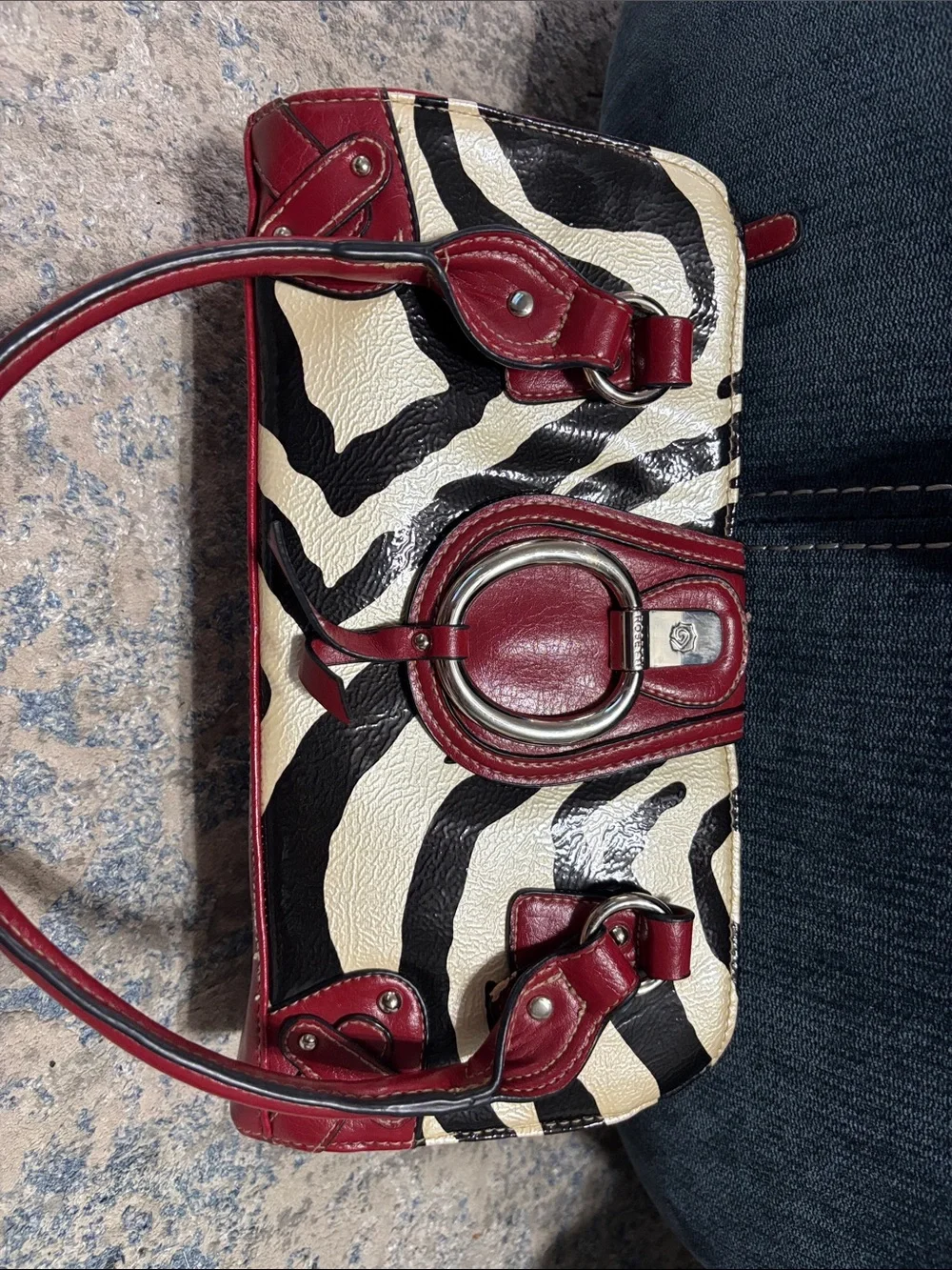 Red and Black Zebra-Print Shoulder Bag